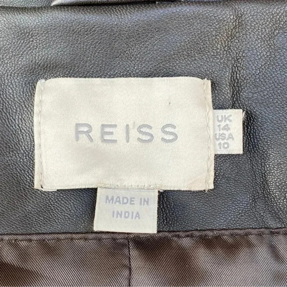 REISS double breasted leather jacket Sz 10 - Picture 14 of 16